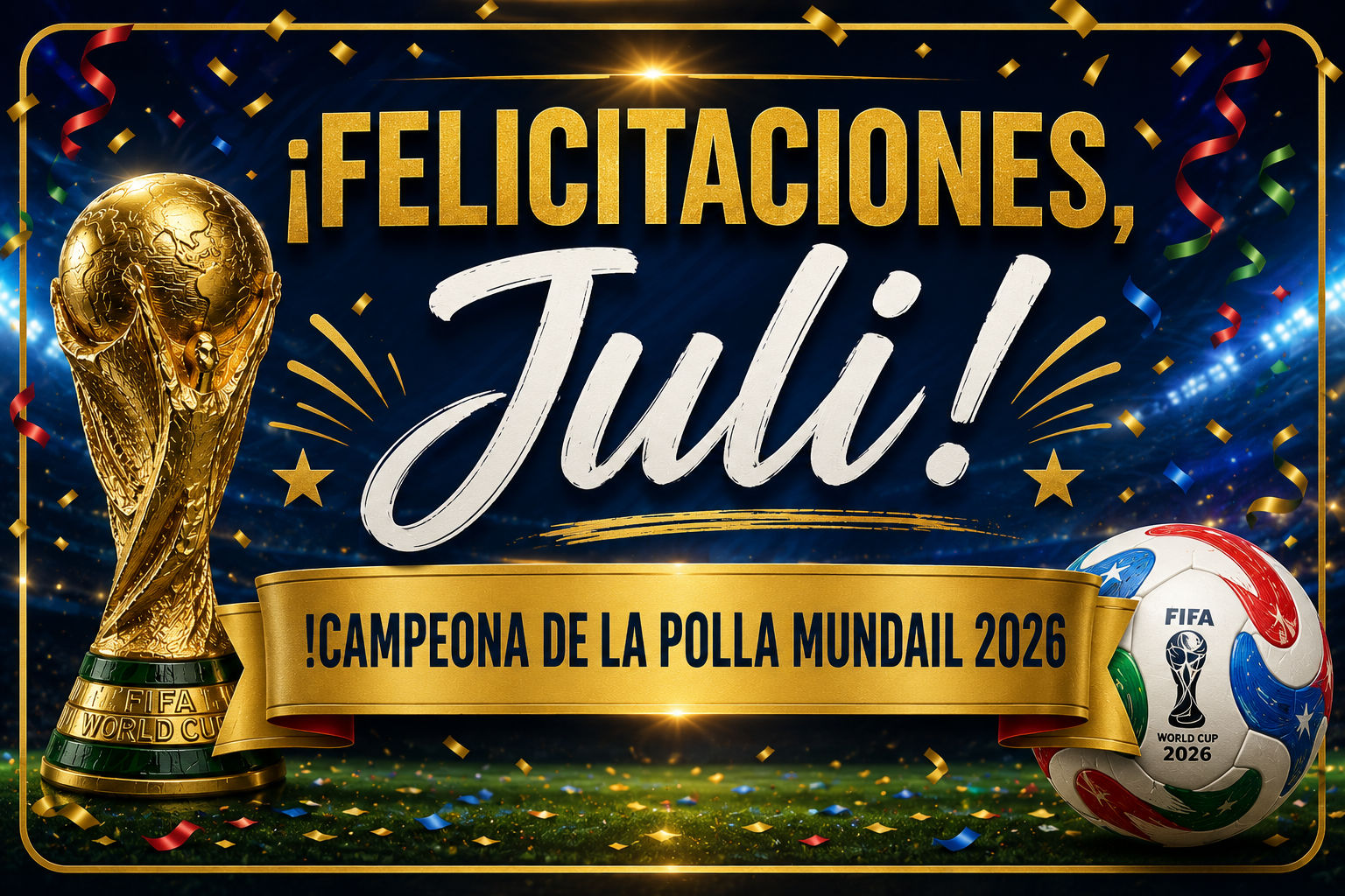 ¡Felicitaciones, Juli! ¡Campeona de la Polla Mundial 2026!